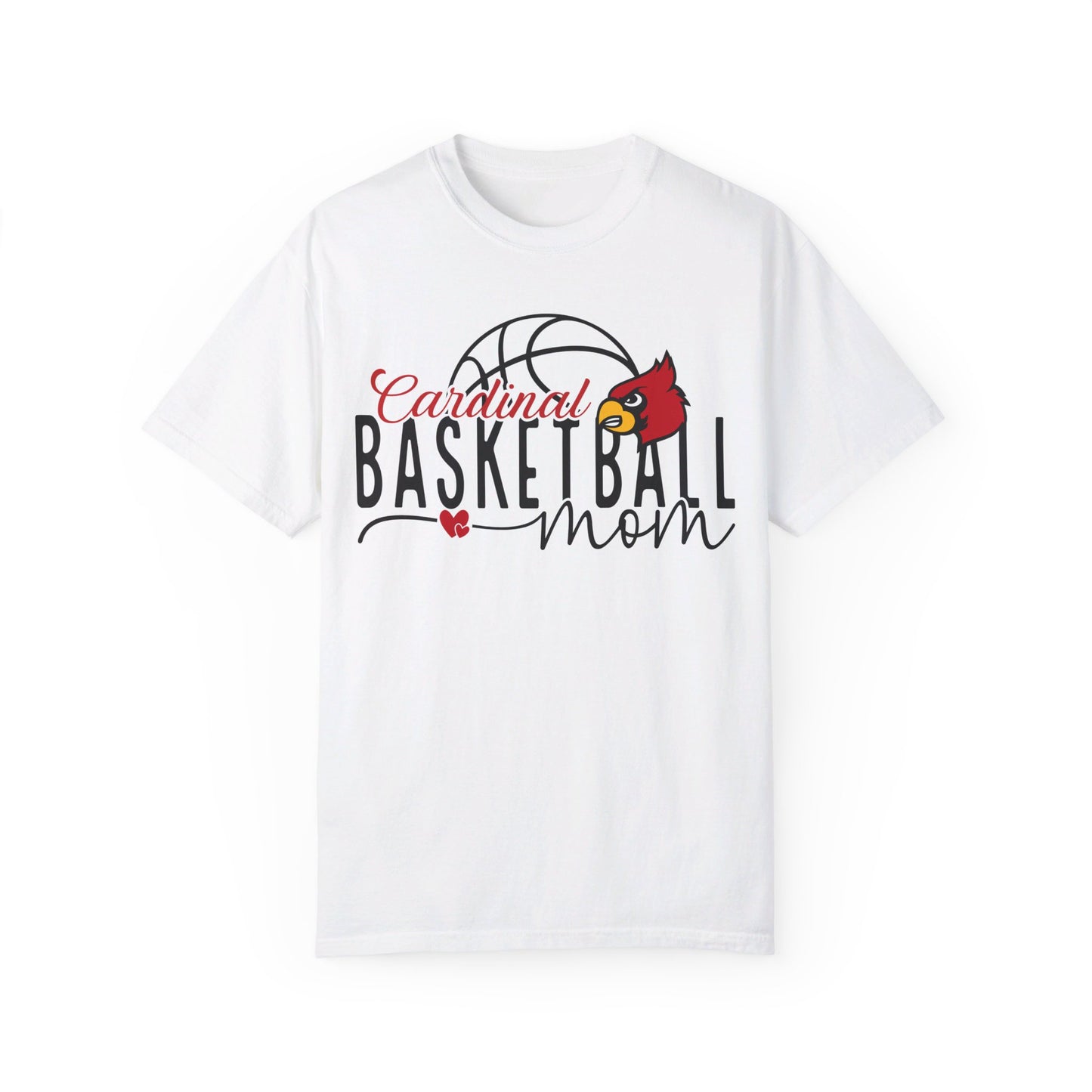 Cardinal Basketball Mom Hearts - Comfort Colors T-shirt