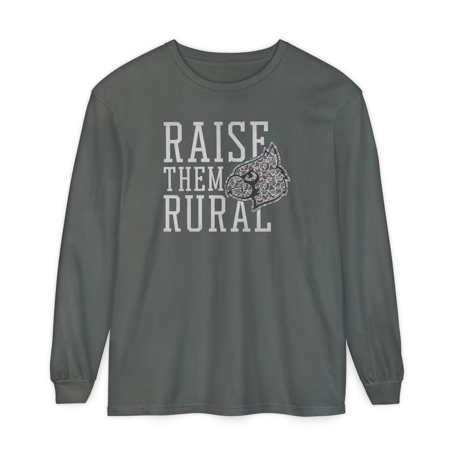 Old School Camo Raise them Rural Cardinal - Comfort Colors Long Sleeve T-Shirt