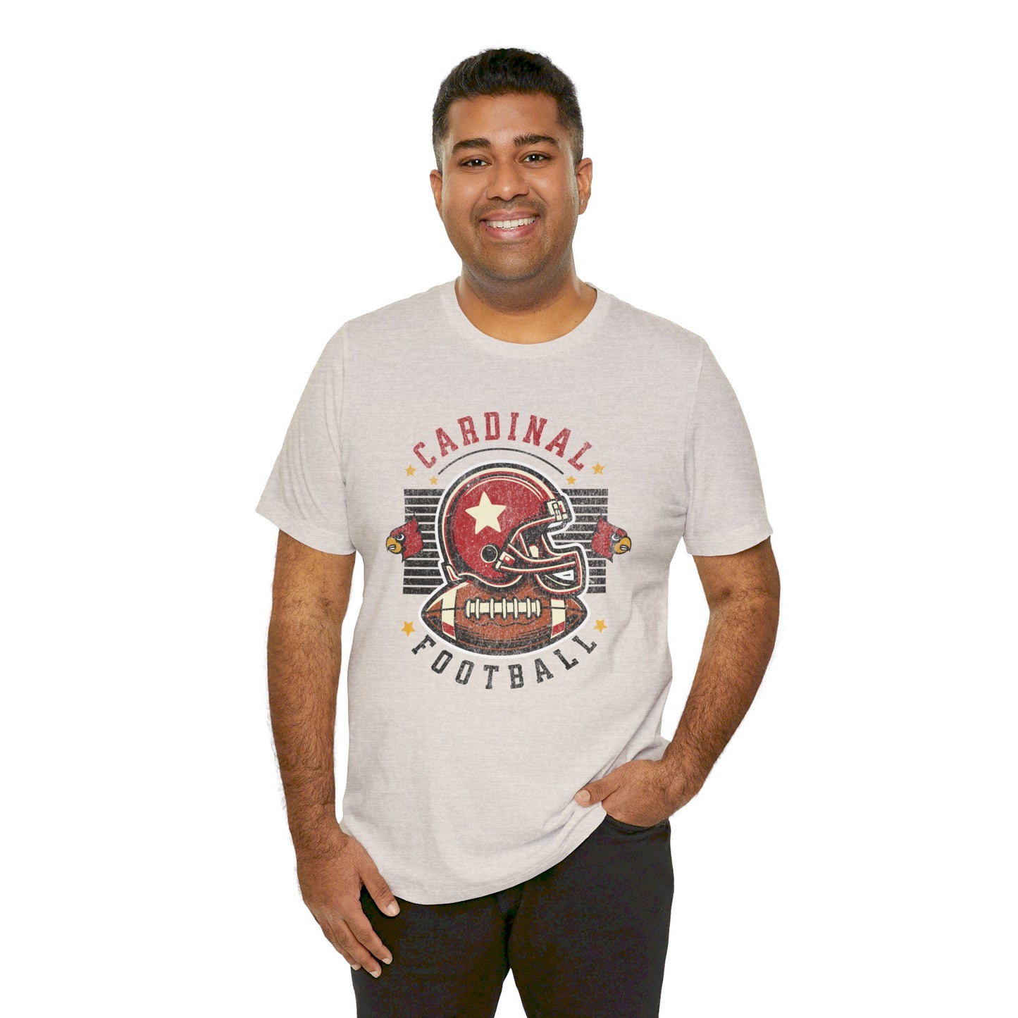 Cardinal Football Helmet - Bella + Canvas Short Sleeve Tee