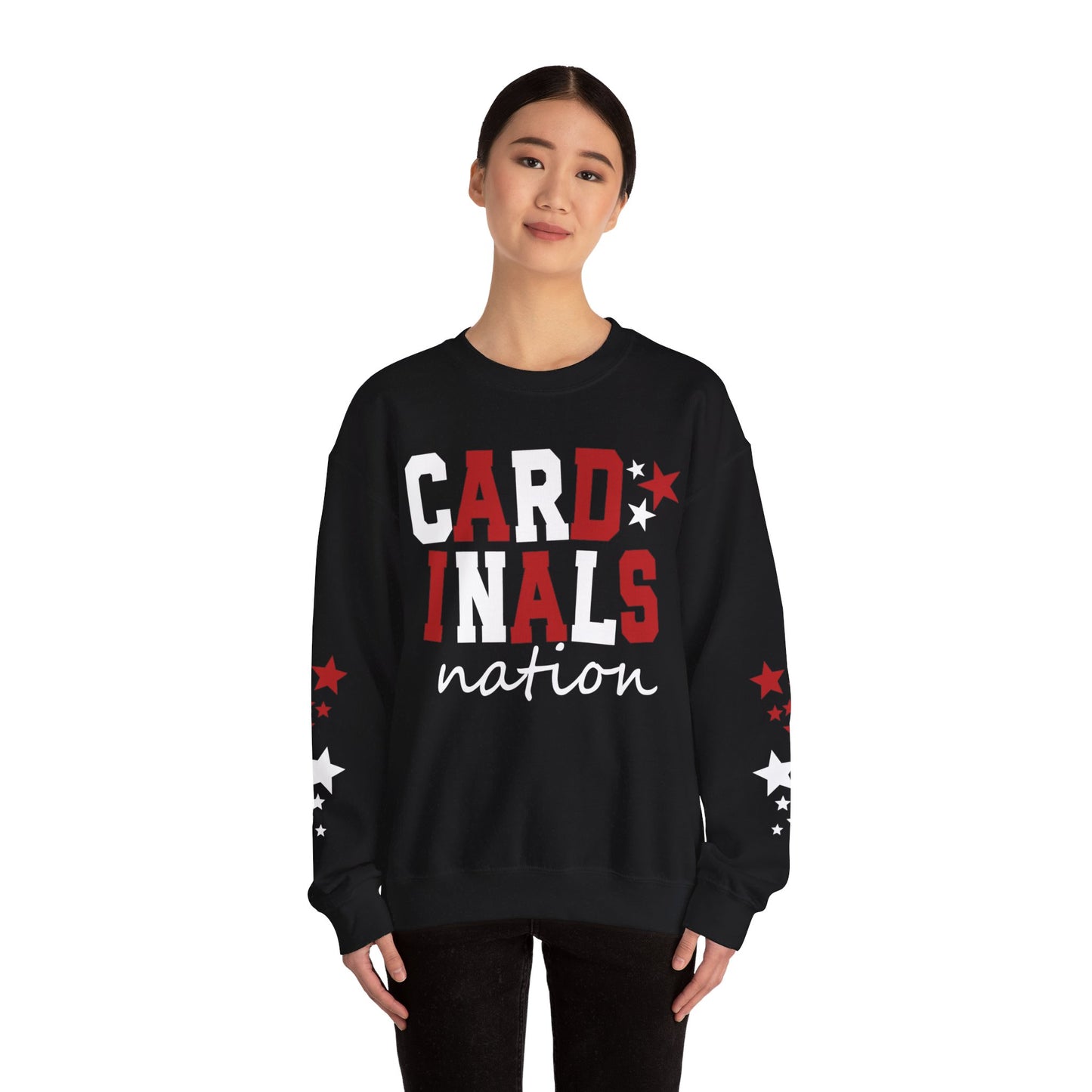 Cardinals Nation with Star Sleeves - Unisex Heavy Blend™ Crewneck Sweatshirt