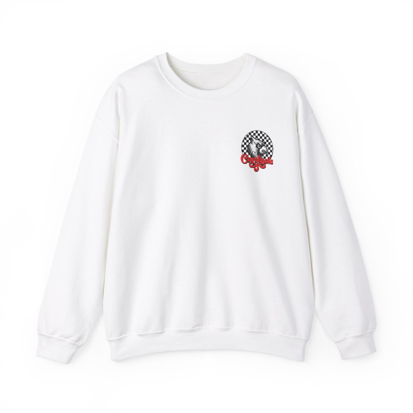Black and White Check Cardinal Script - Unisex Heavy Blend™ Crewneck Sweatshirt