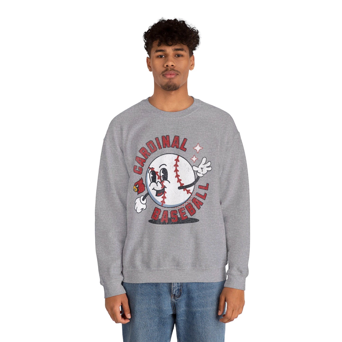 Retro Cardinal Baseball - Unisex Heavy Blend™ Crewneck Sweatshirt