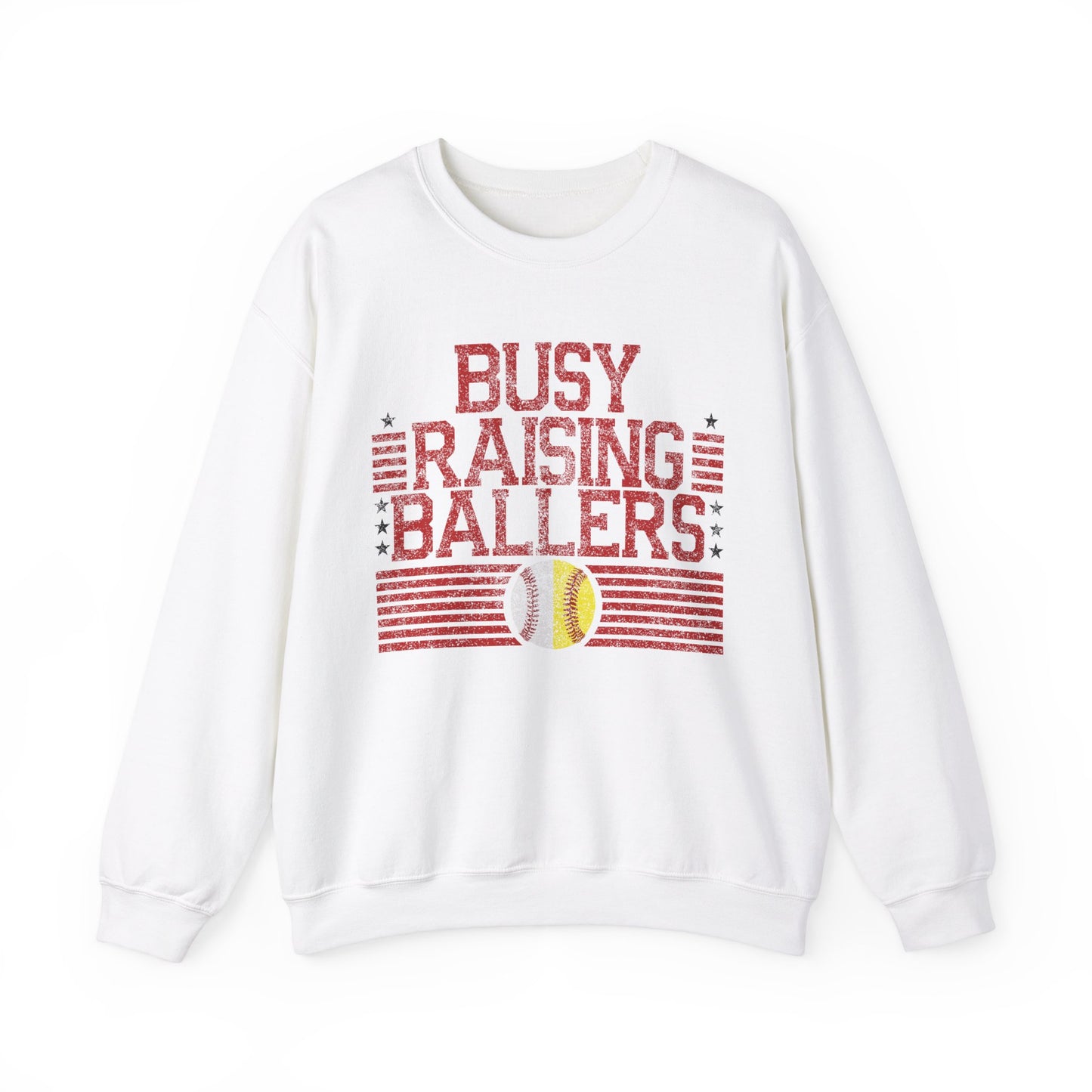 Busy Raising Ballers Baseball and Softball - Unisex Heavy Blend™ Crewneck Sweatshirt