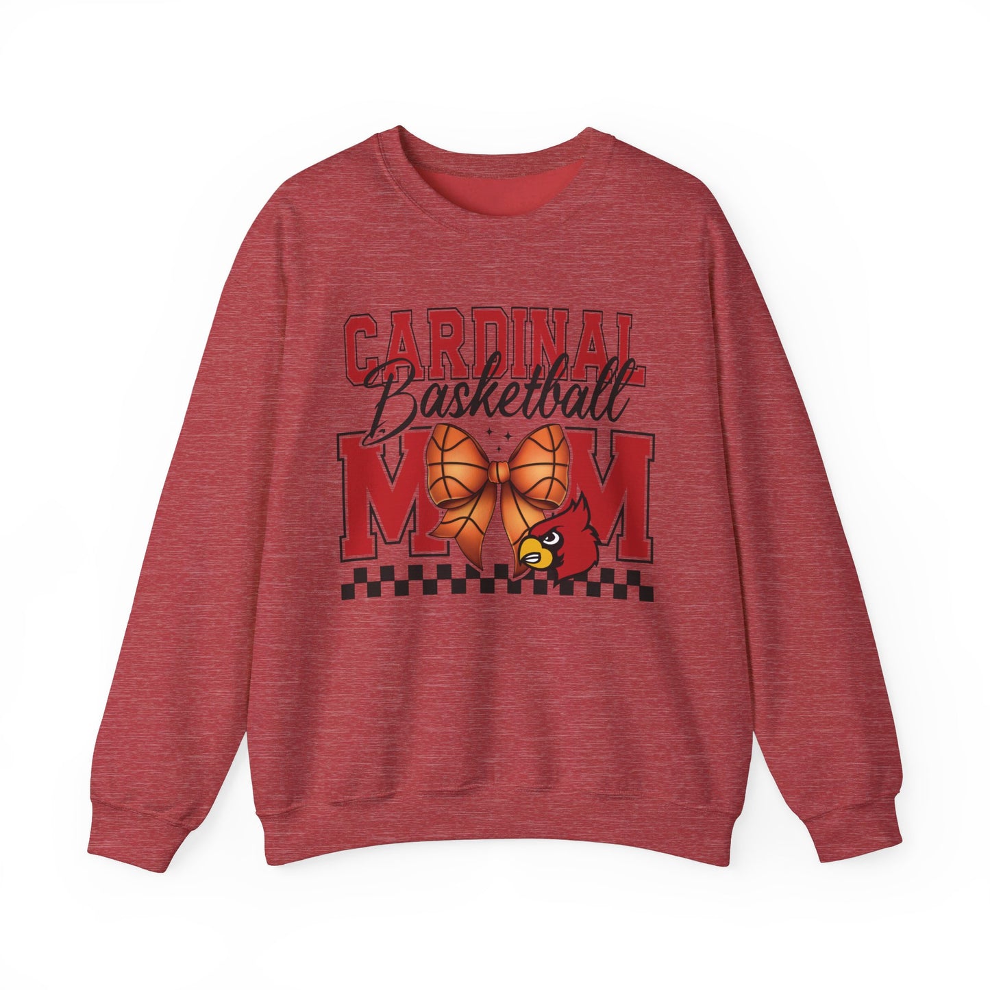 Cardinal Basketball Mom Checkerboard - Unisex Heavy Blend™ Crewneck Sweatshirt