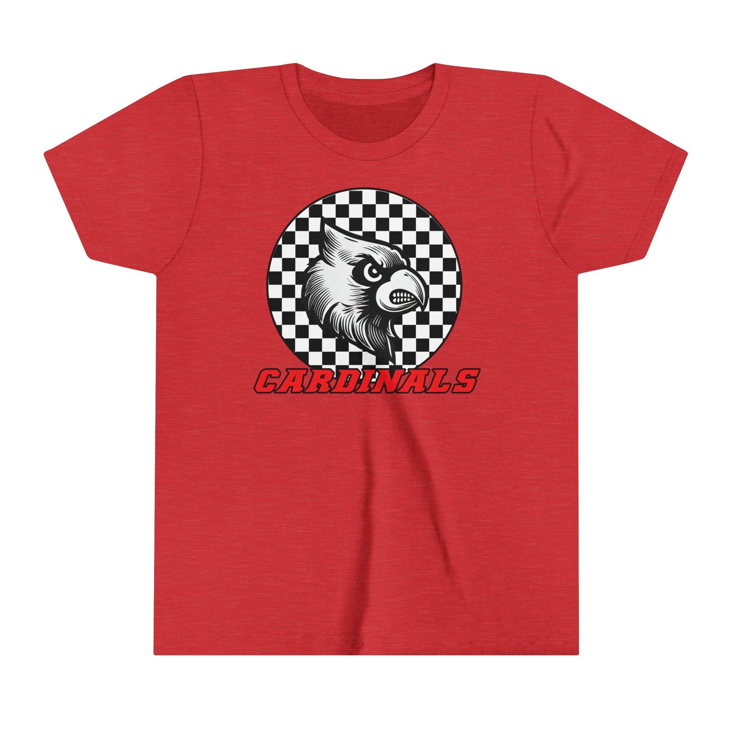 Black and White Checkerboard Cardinal - Bella + Canvas Youth Tee