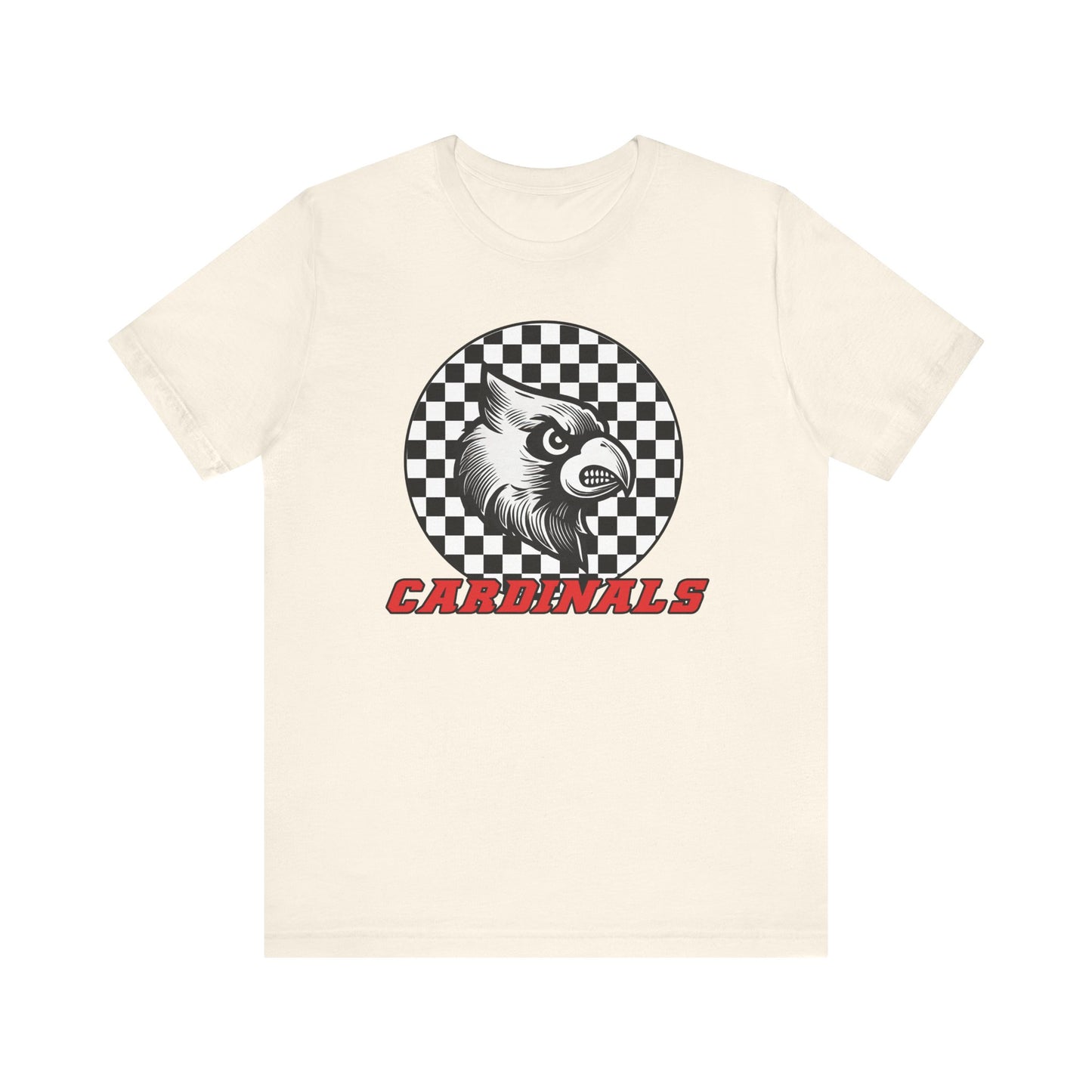 Cardinals Black and White Checkerboard - Bella + Canvas Short Sleeve Tee