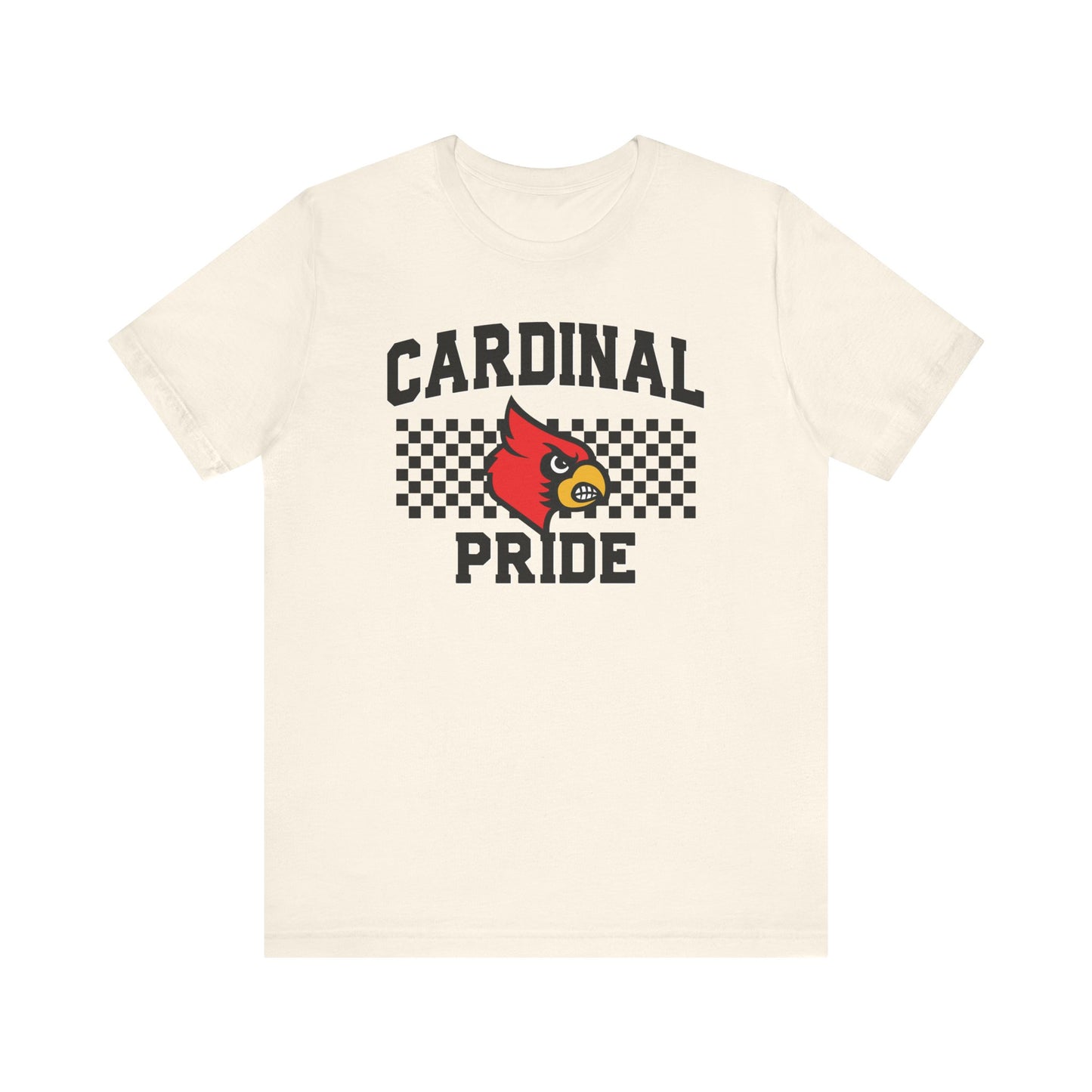 Cardinal Pride Black and White Checkerboard - Bella + Canvas Short Sleeve Tee