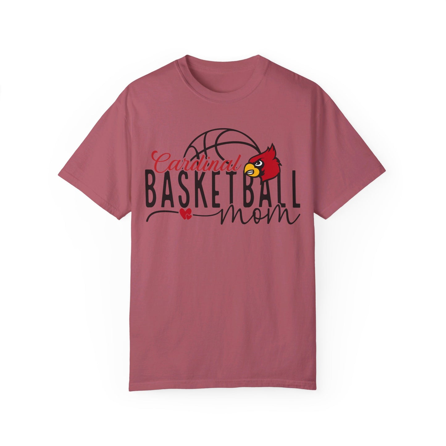 Cardinal Basketball Mom Hearts - Comfort Colors T-shirt
