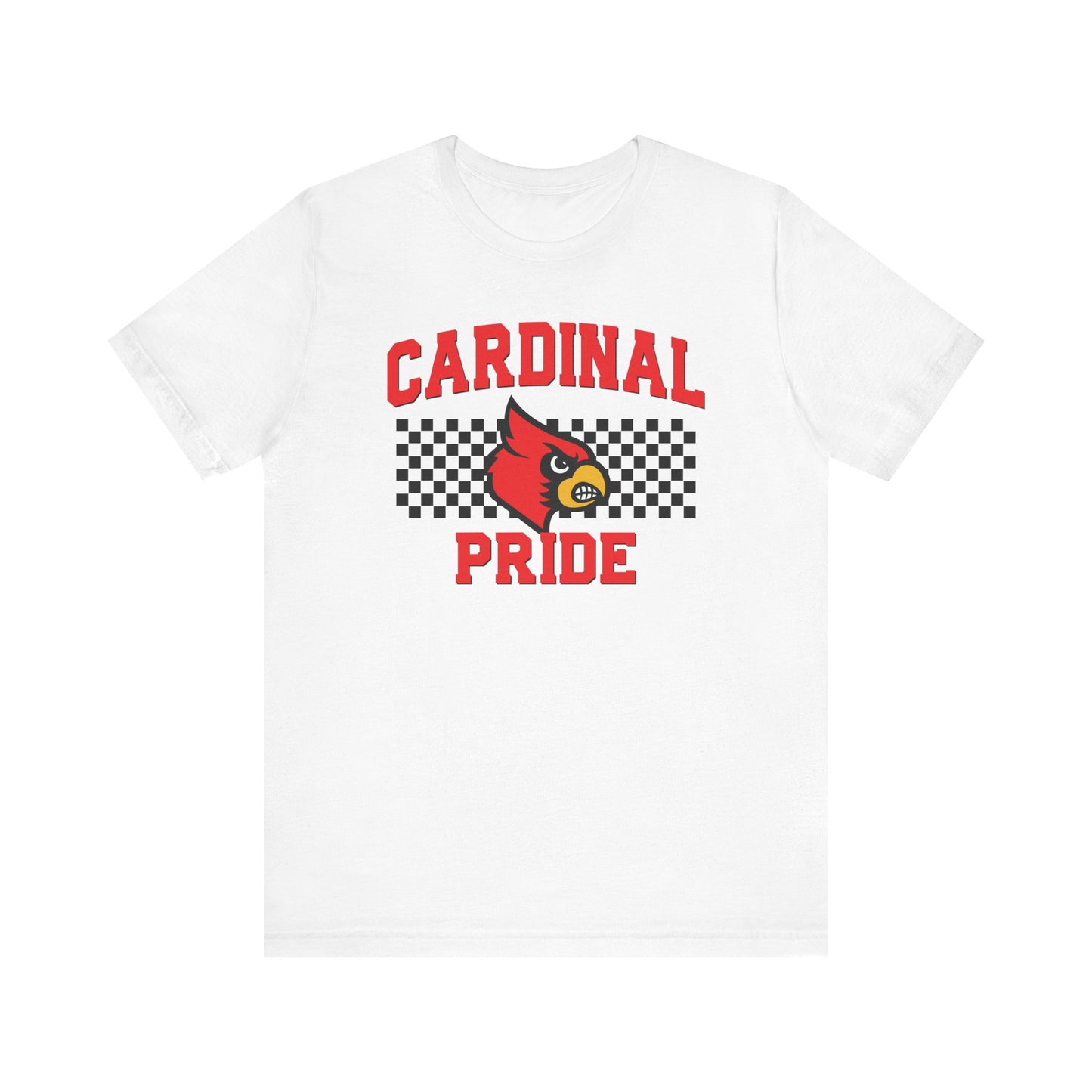 Cardinal Pride Black and White Checkerboard - Bella + Canvas Short Sleeve Tee