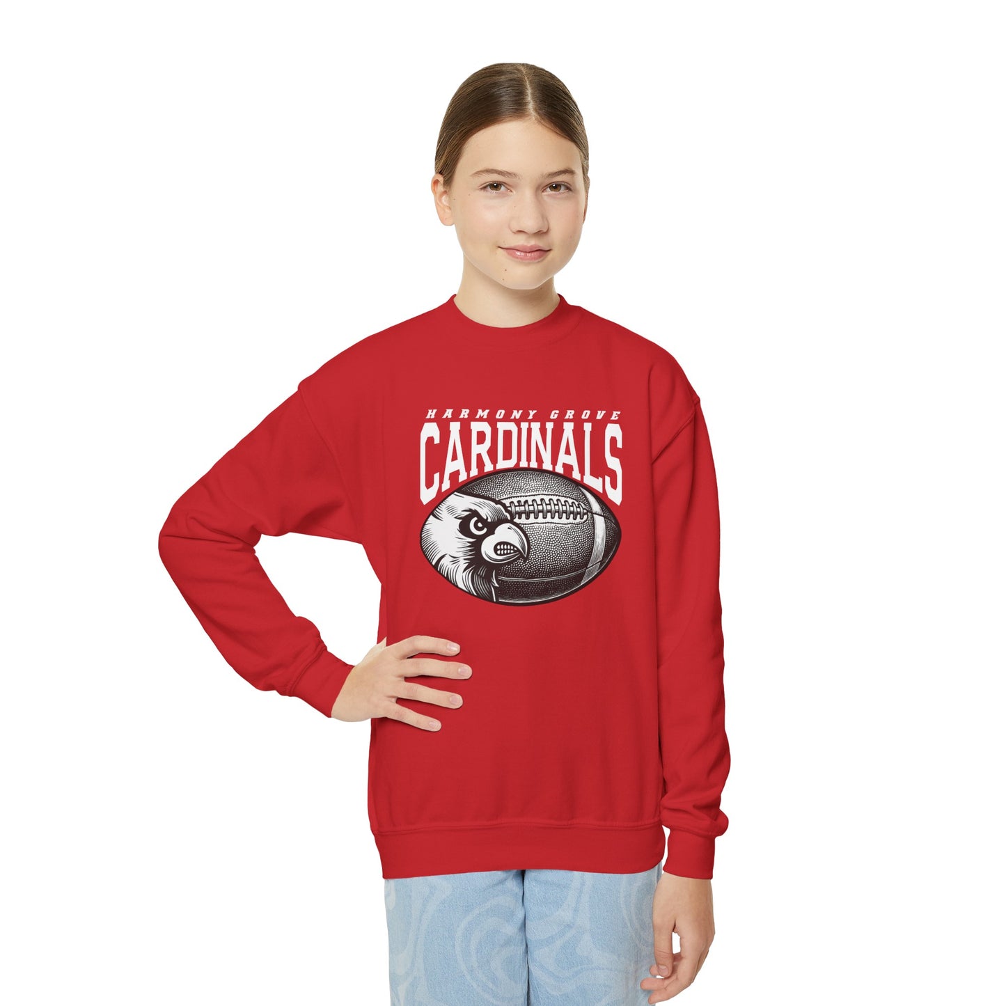 Harmony Grove Cardinals Football - Youth Crew Sweatshirt