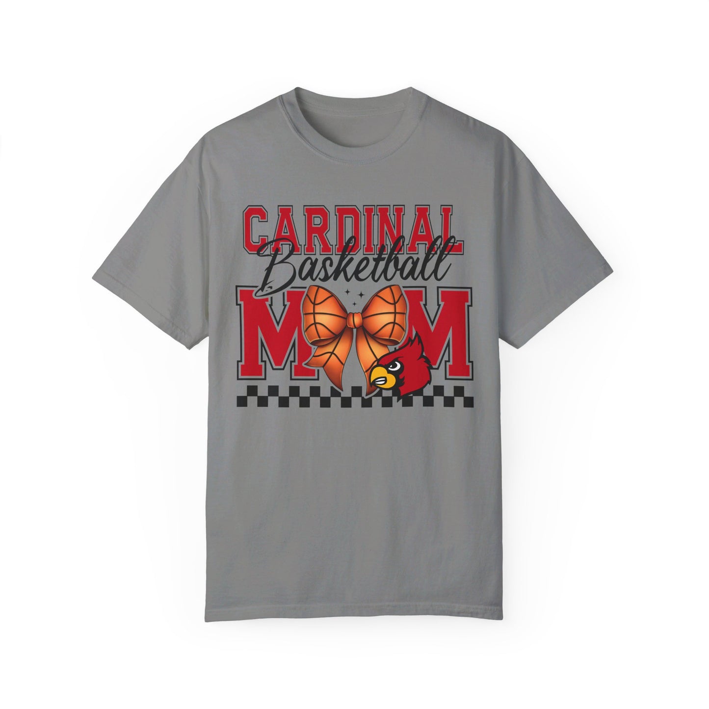 Cardinal Basketball Mom Checkerboard - Comfort Colors T-shirt