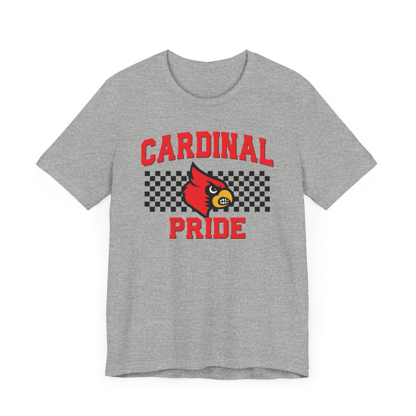 Cardinal Pride Black and White Checkerboard - Bella + Canvas Short Sleeve Tee