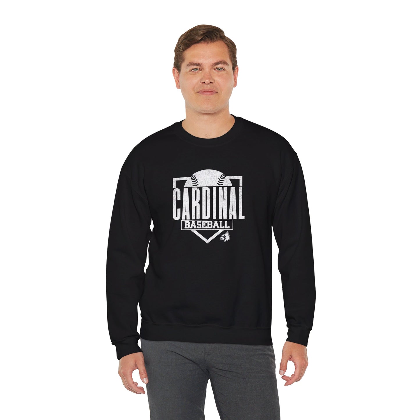 Vintage Cardinal Baseball Plate - Unisex Heavy Blend™ Crewneck Sweatshirt
