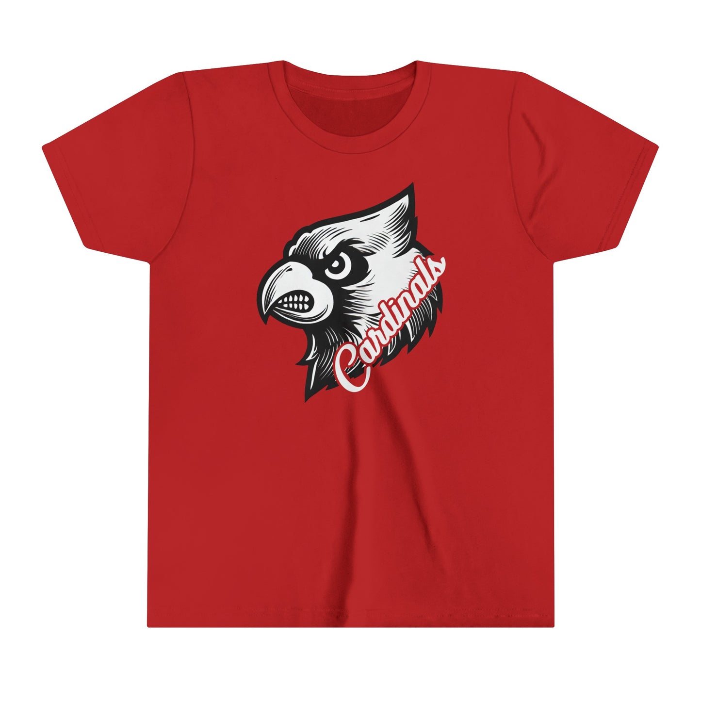 Black and White Cardinal Inset Text - Bella + Canvas Youth Tee