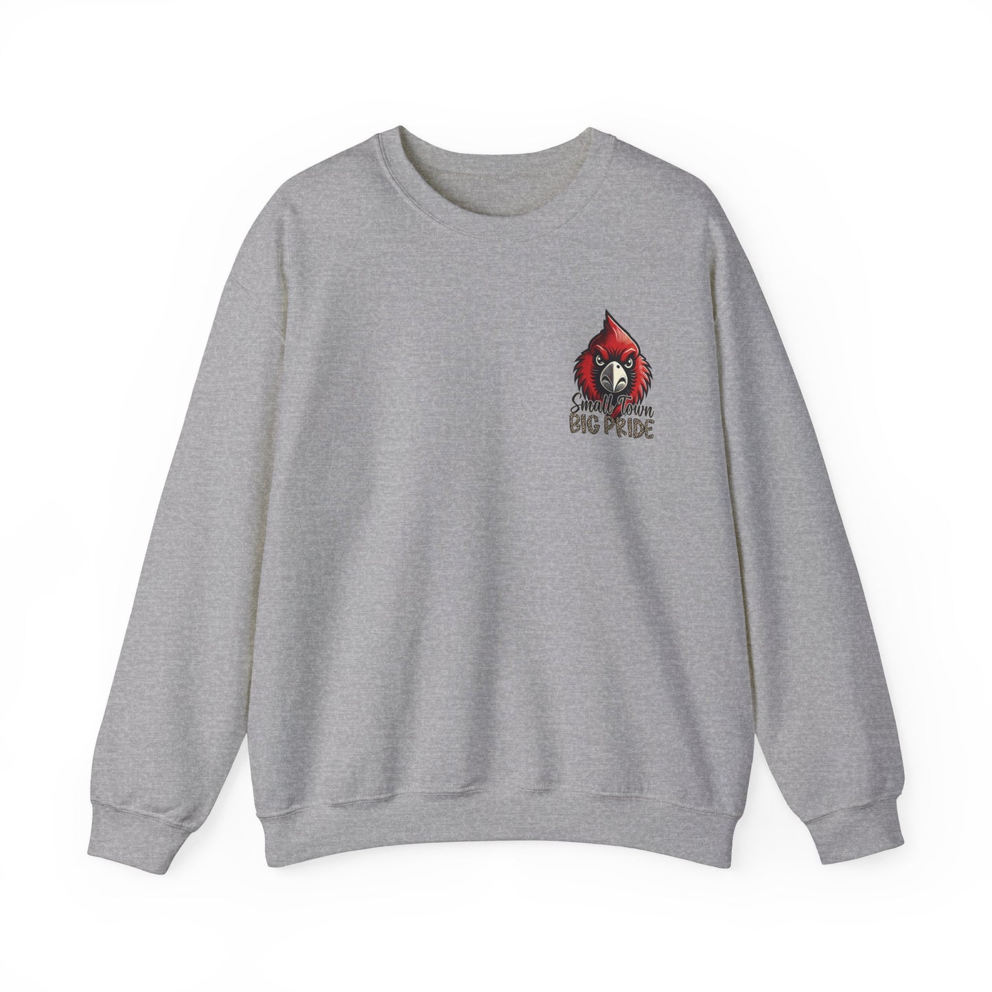 Cardinal Small Town Big Pride Back Design - Unisex Heavy Blend™ Crewneck Sweatshirt