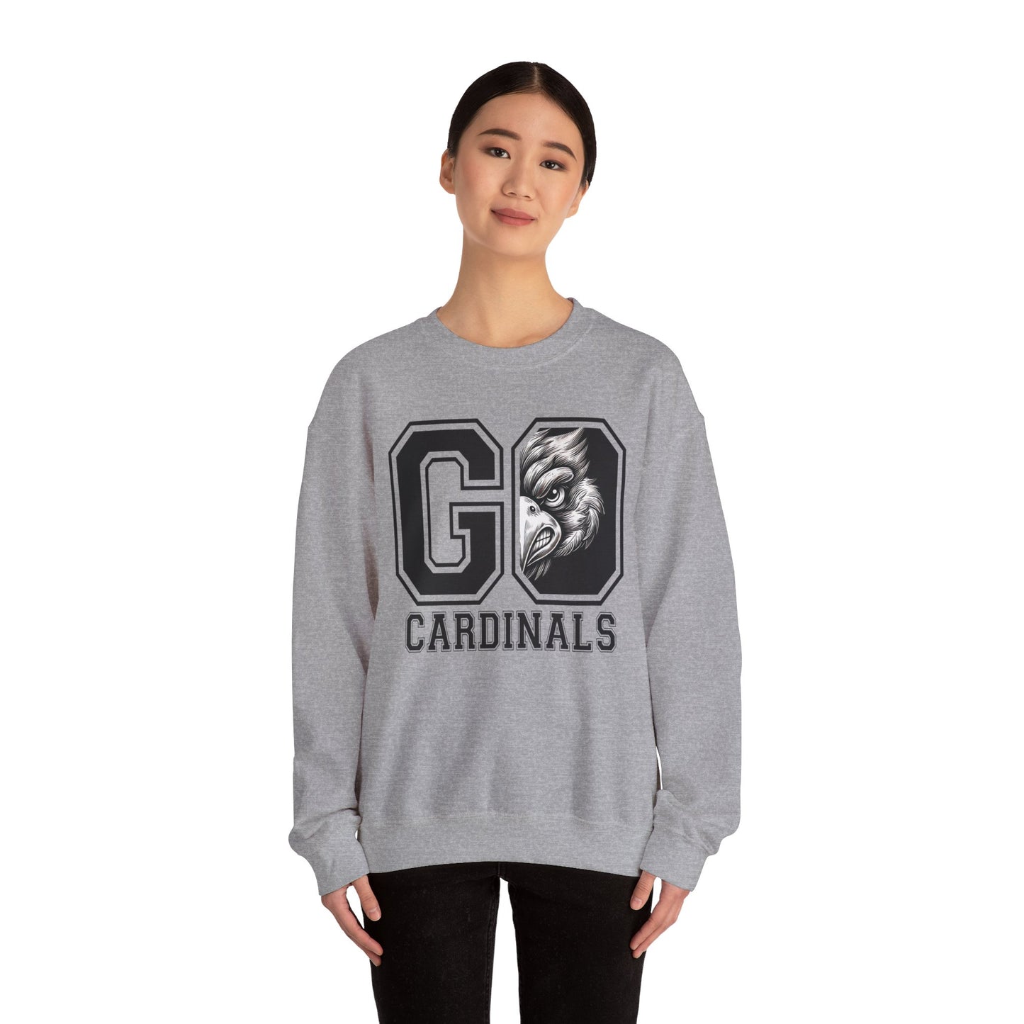 Go Cardinals Black and White - Unisex Heavy Blend™ Crewneck Sweatshirt