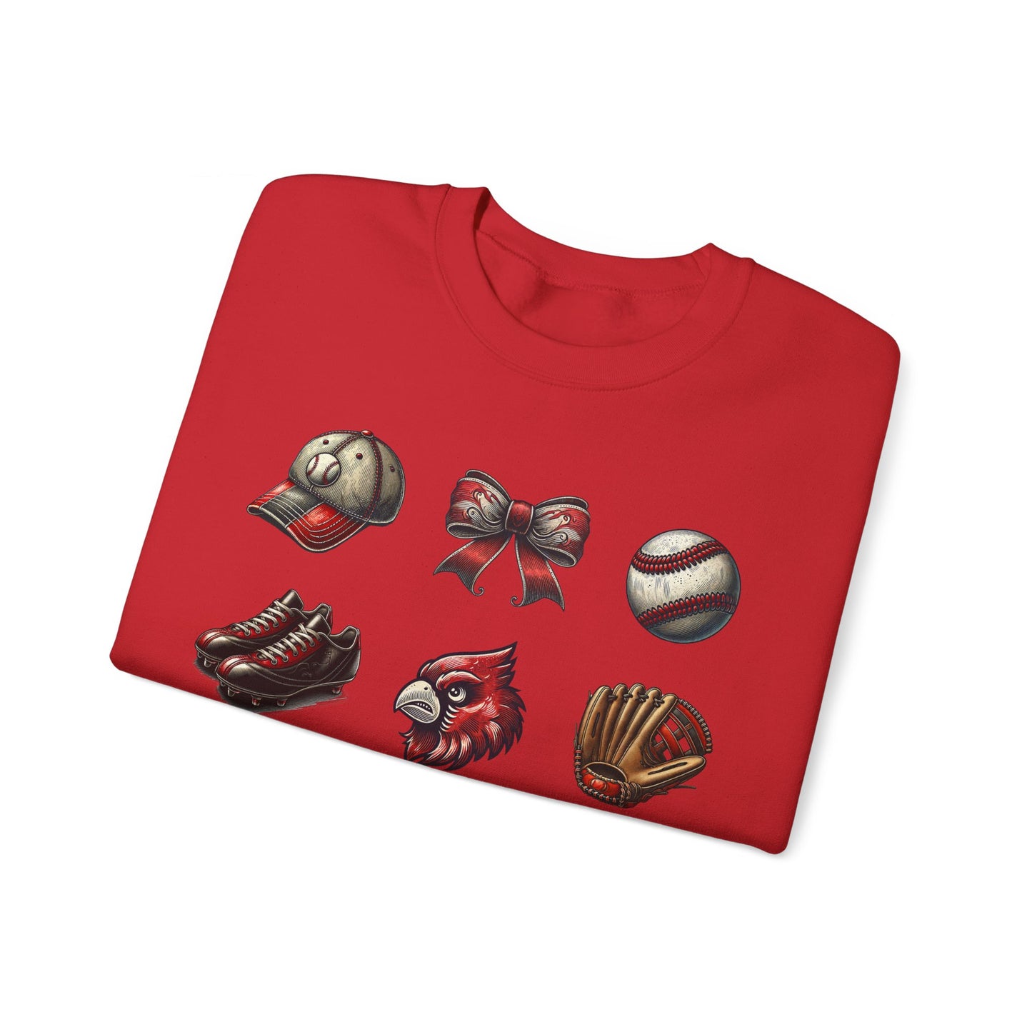 Cardinal Vintage Baseball Coquette - Unisex Heavy Blend™ Crewneck Sweatshirt