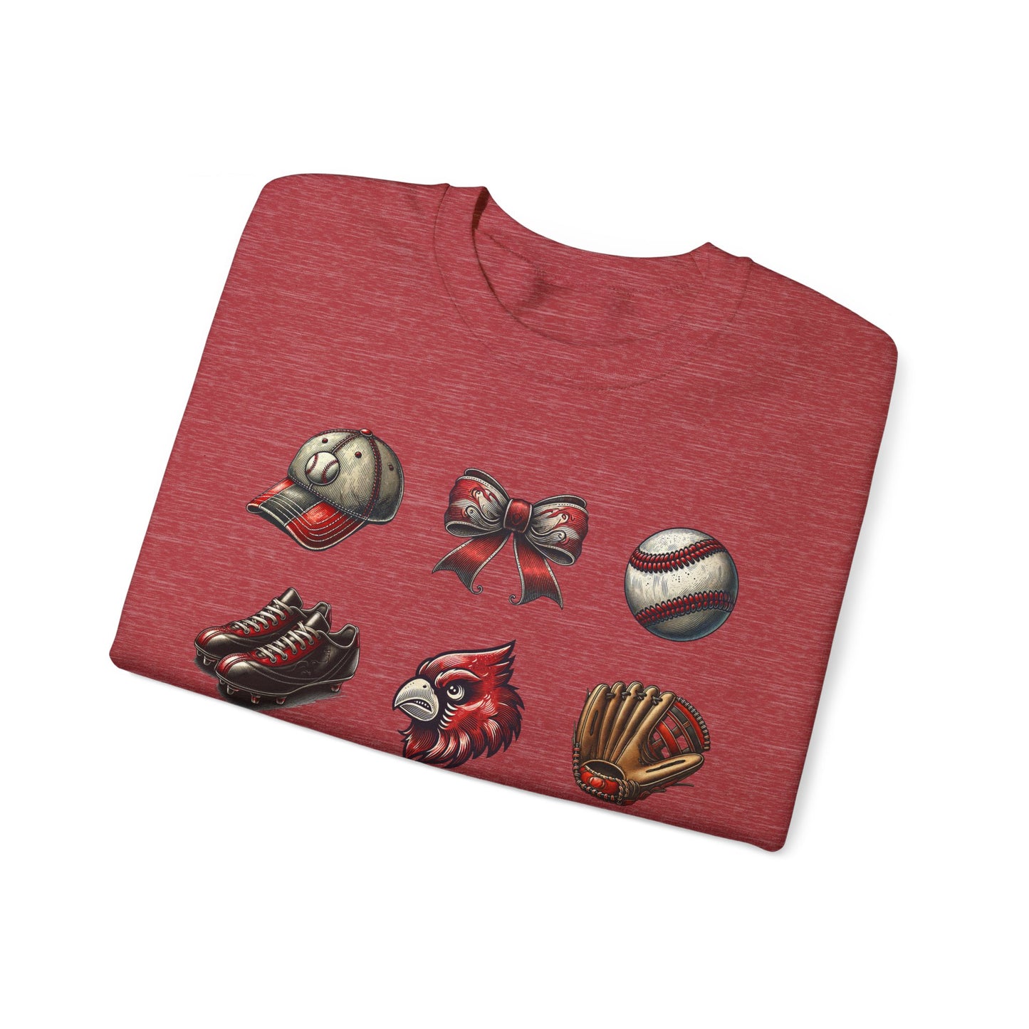Cardinal Vintage Baseball Coquette - Unisex Heavy Blend™ Crewneck Sweatshirt