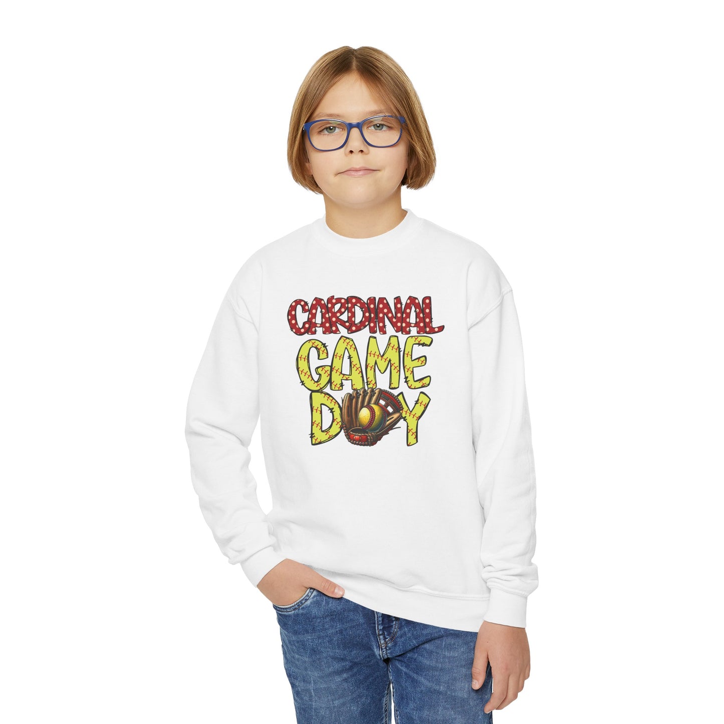 Cardinal Game Day Softball - Youth Crew Sweatshirt