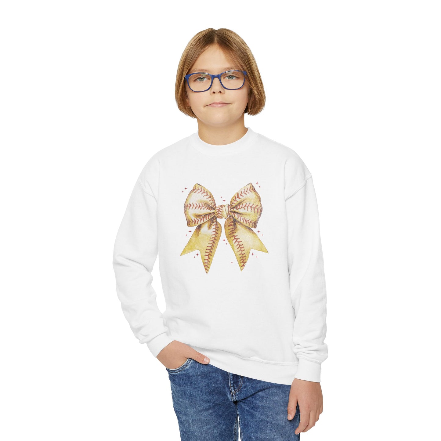 Game Day Softball Coquette - Youth Crew Sweatshirt