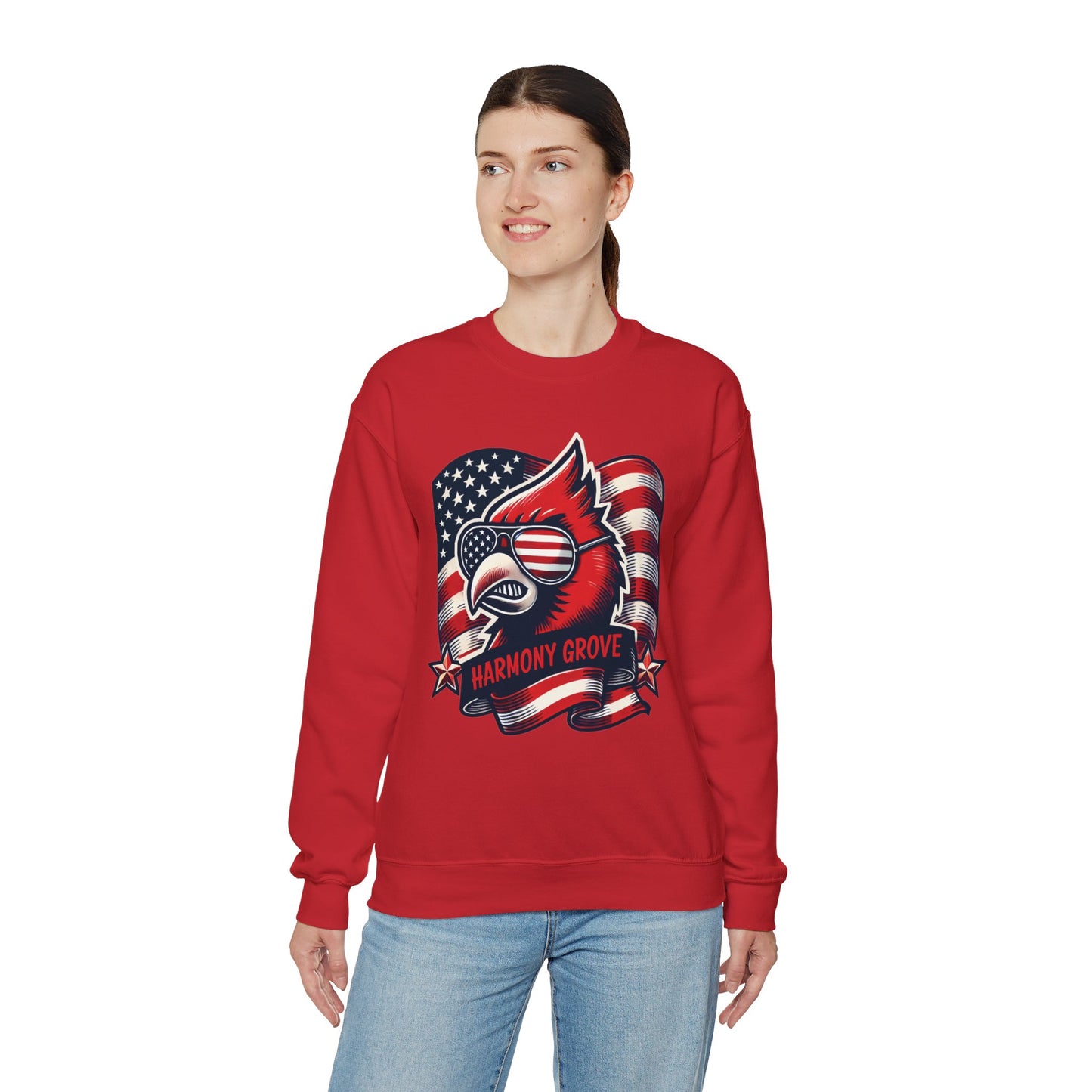 Patriotic Harmony Grove Cardinals - Unisex Heavy Blend™ Crewneck Sweatshirt