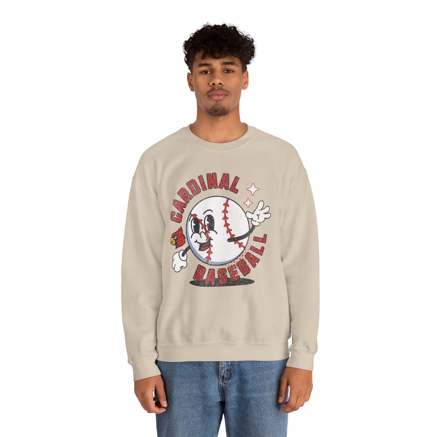Retro Cardinal Baseball - Unisex Heavy Blend™ Crewneck Sweatshirt