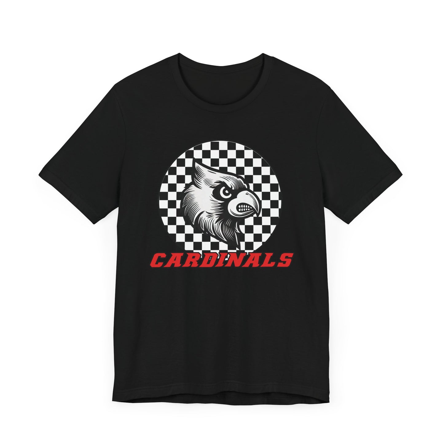 Cardinals Black and White Checkerboard - Bella + Canvas Short Sleeve Tee