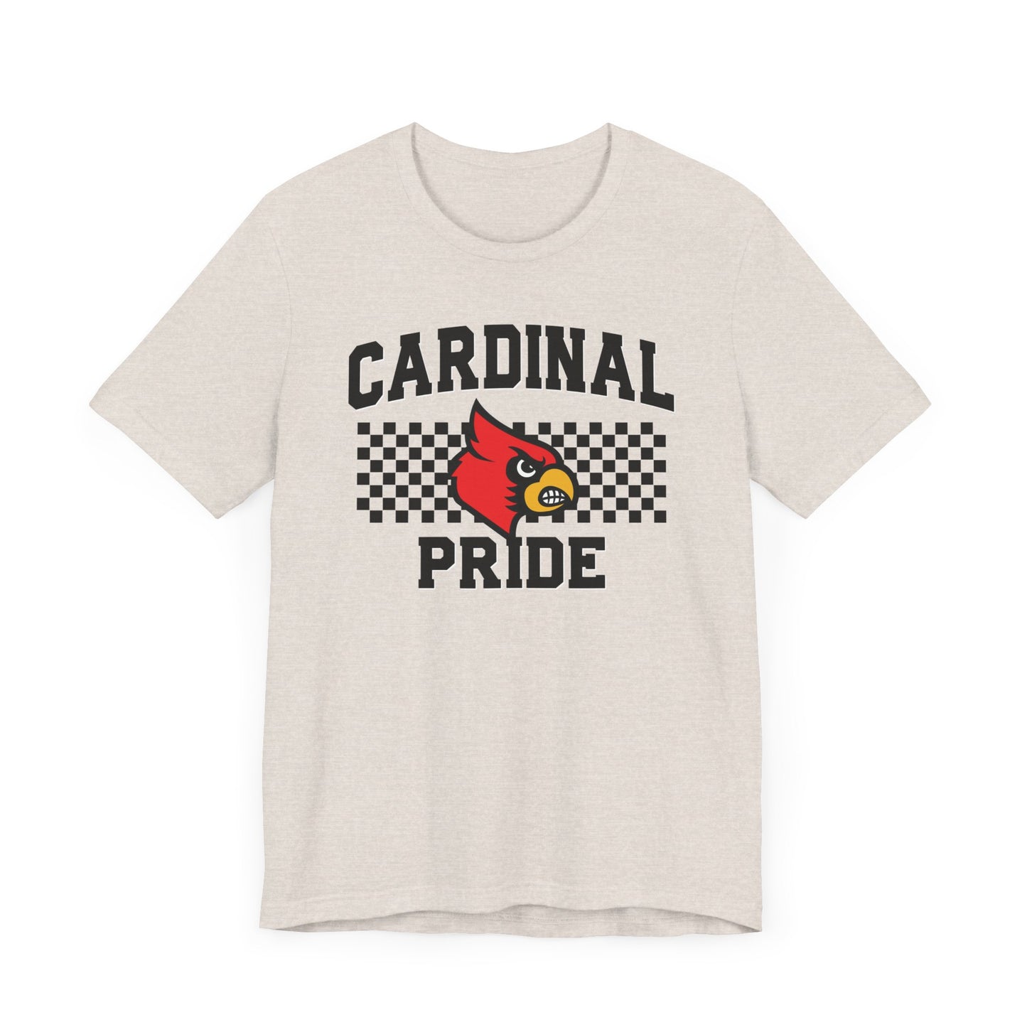 Cardinal Pride Black and White Checkerboard - Bella + Canvas Short Sleeve Tee