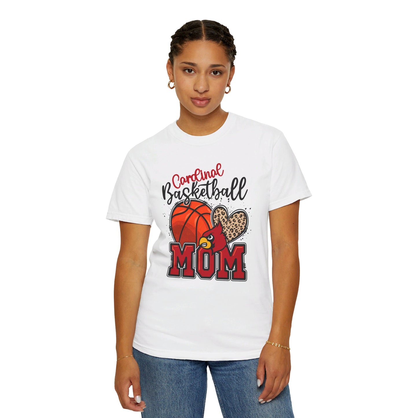 Cardinal Basketball Mom Leopard - Comfort Colors T-shirt