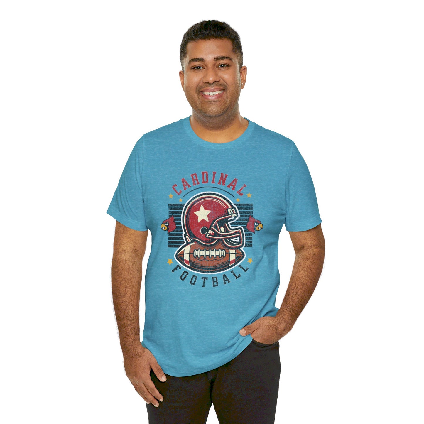 Cardinal Football Helmet - Bella + Canvas Short Sleeve Tee