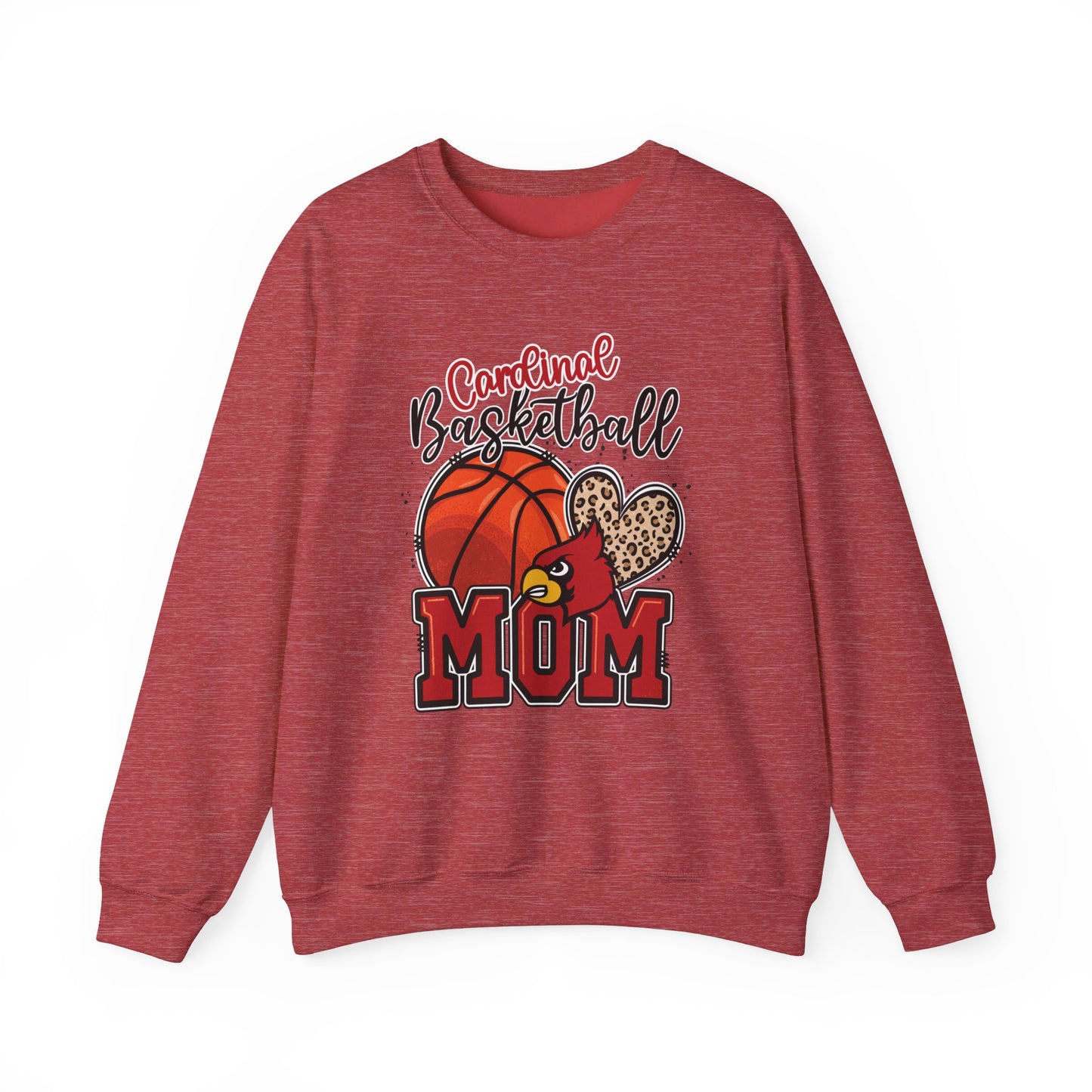 Cardinal Basketball Mom Leopard - Unisex Heavy Blend™ Crewneck Sweatshirt