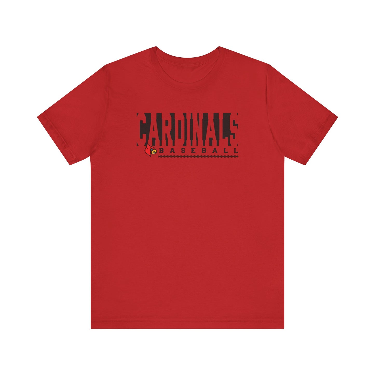 Cardinals Baseball Inset Text - Bella + Canvas Short Sleeve Tee