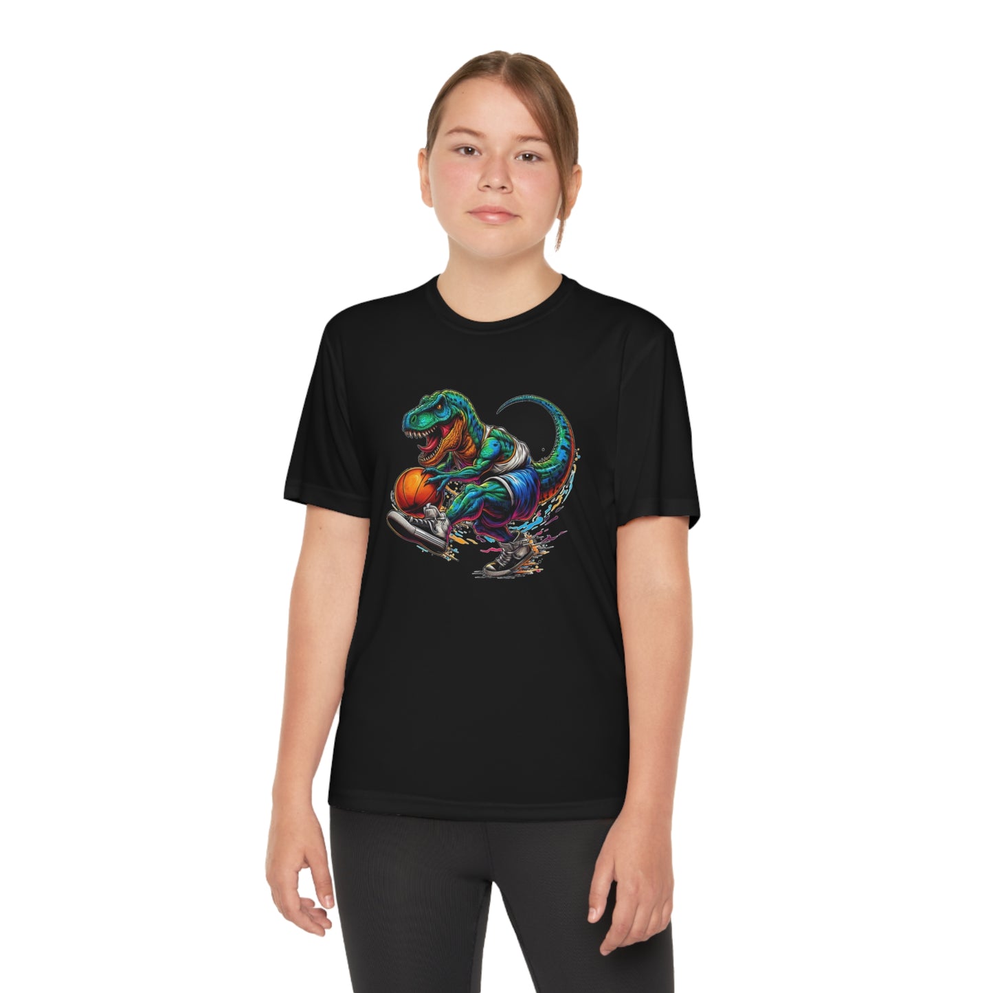 Basketball Dinosaur - Youth Sport-Tek® Competitor™ Tee