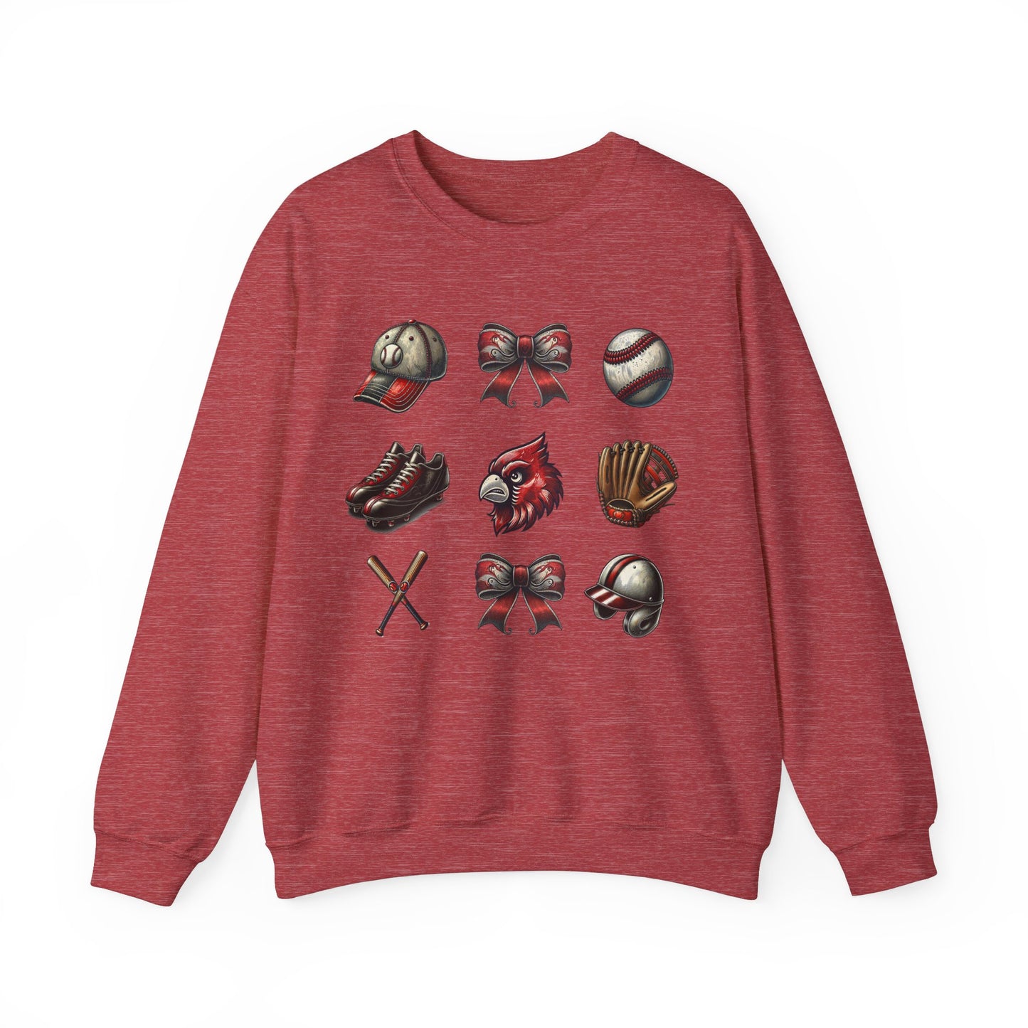 Cardinal Vintage Baseball Coquette - Unisex Heavy Blend™ Crewneck Sweatshirt