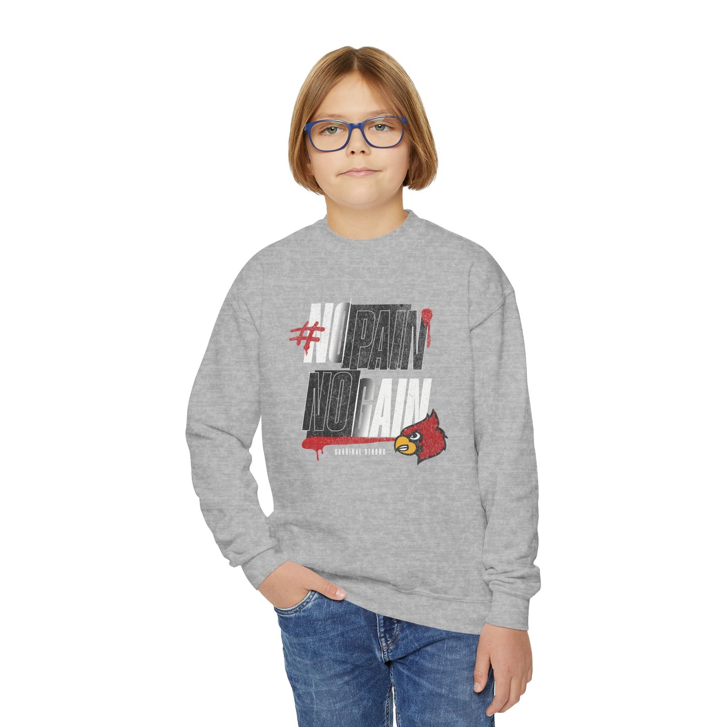 No Pain No Gain Cardinal - Youth Crew Sweatshirt