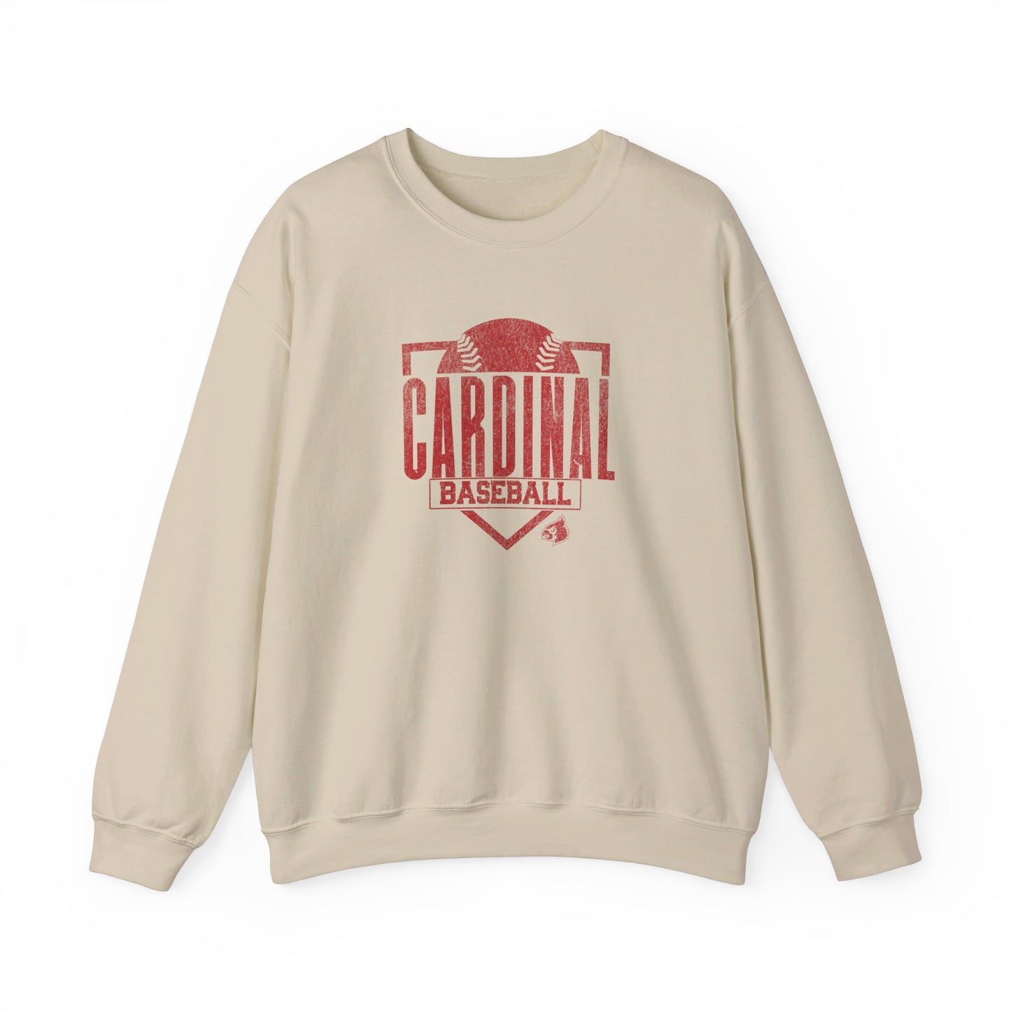 Vintage Cardinal Baseball Plate - Unisex Heavy Blend™ Crewneck Sweatshirt