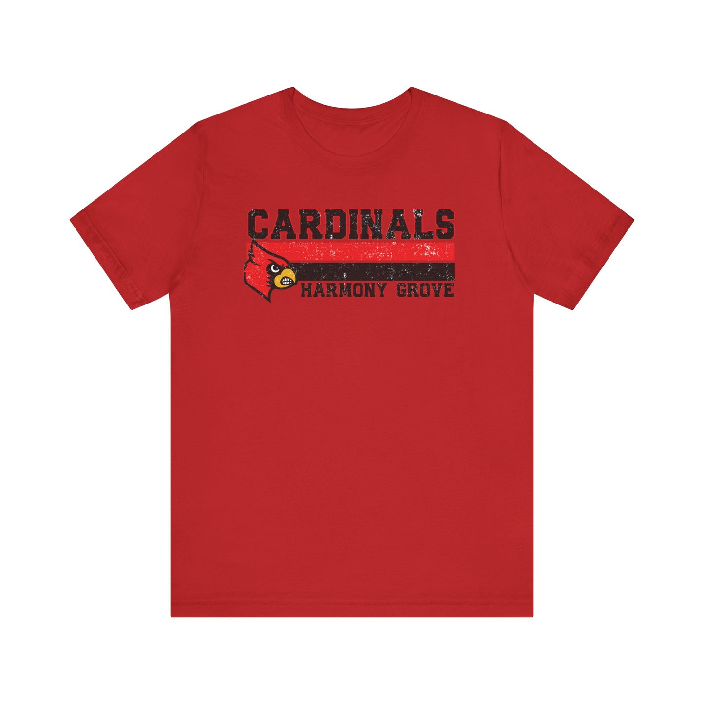 Cardinals Harmony Grove Stripe - Bella + Canvas Short Sleeve Tee