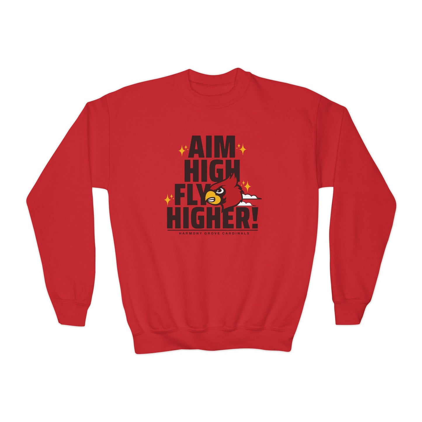 Aim High Fly Higher Cardinal - Youth Crew Sweatshirt