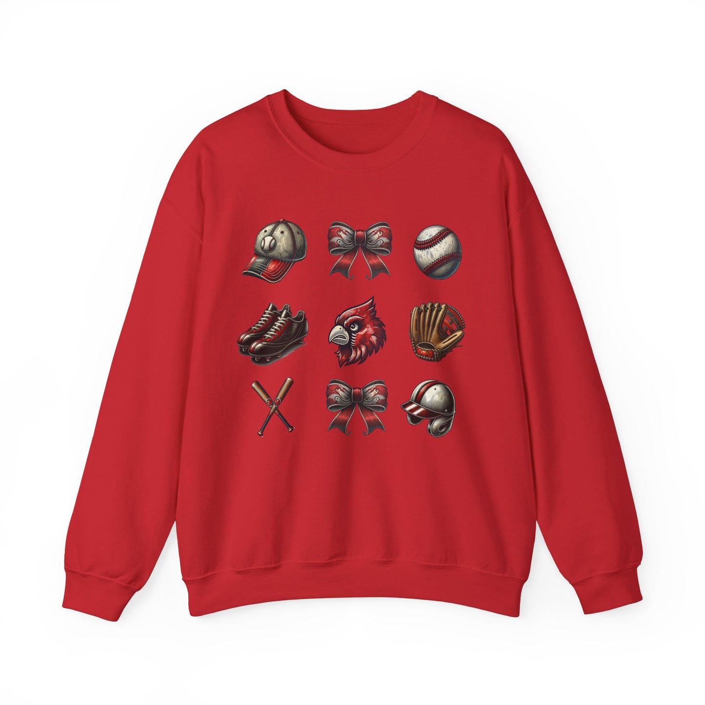 Cardinal Vintage Baseball Coquette - Unisex Heavy Blend™ Crewneck Sweatshirt
