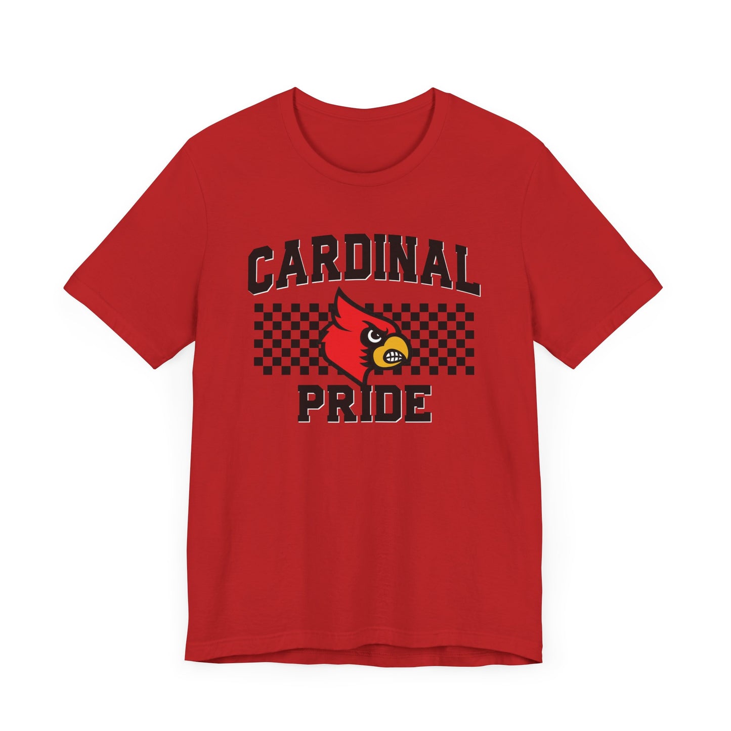 Cardinal Pride Black and White Checkerboard - Bella + Canvas Short Sleeve Tee