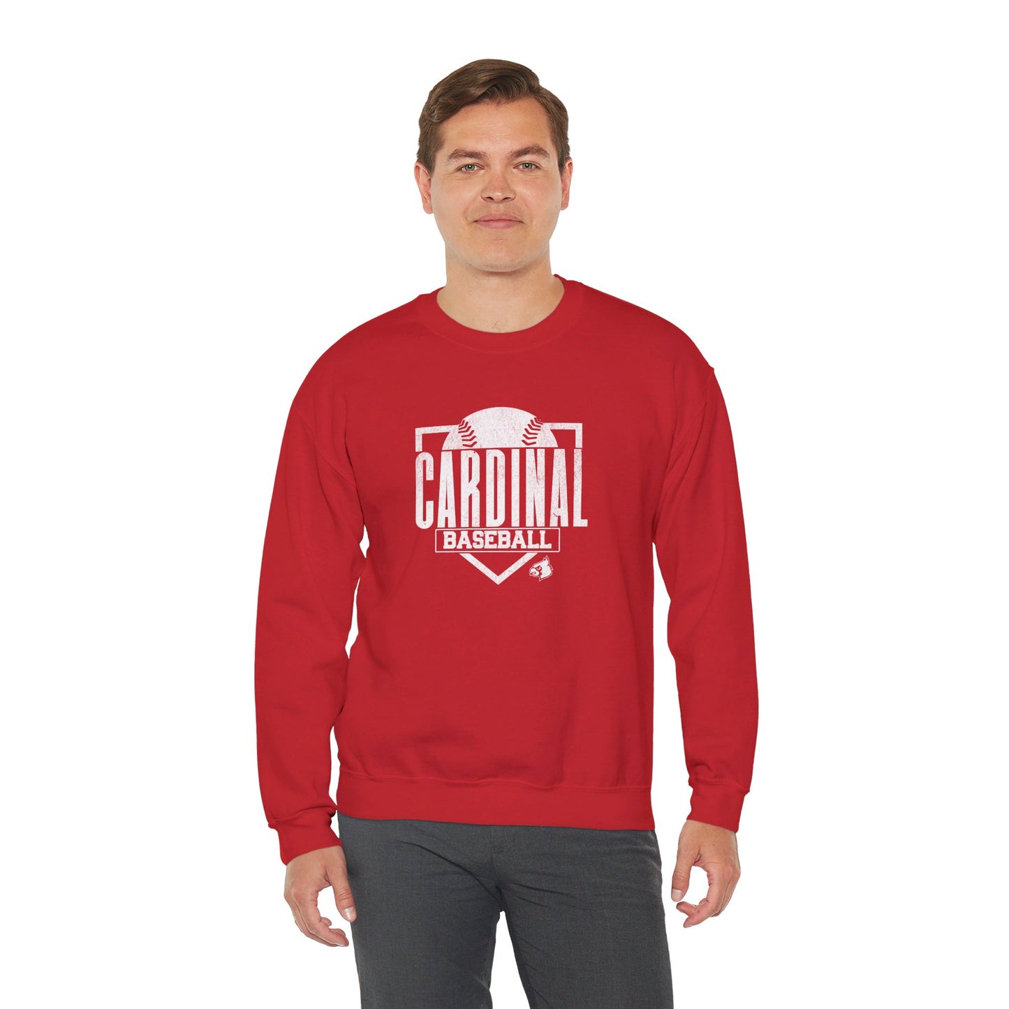 Vintage Cardinal Baseball Plate - Unisex Heavy Blend™ Crewneck Sweatshirt