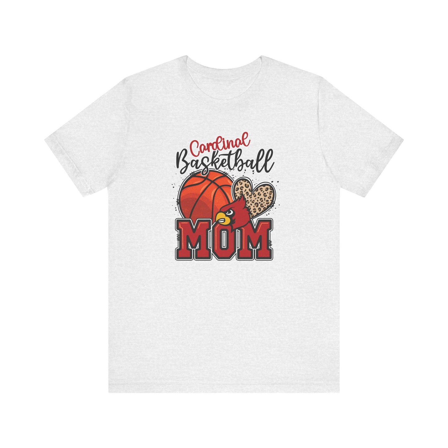 Cardinal Basketball Mom Leopard - Bella + Canvas Short Sleeve Tee