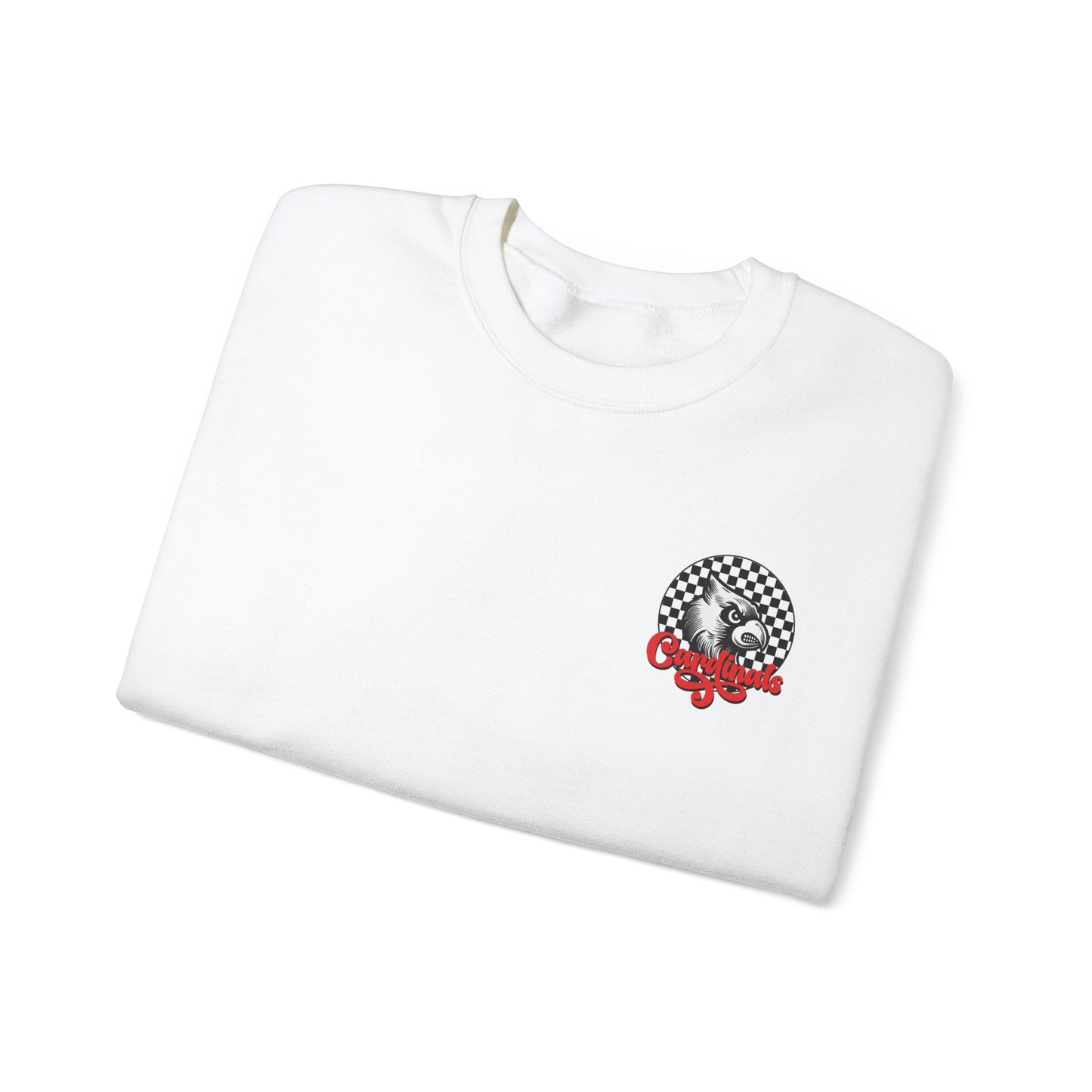 Black and White Check Cardinal Script - Unisex Heavy Blend™ Crewneck Sweatshirt