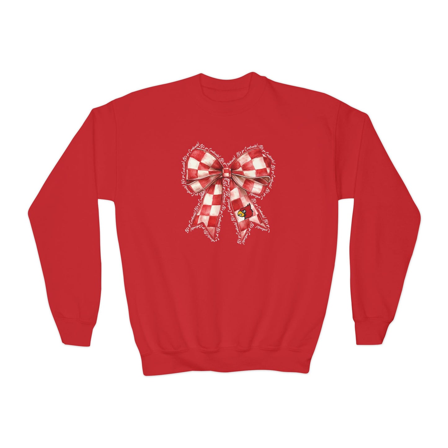 Let's go Cardinals Coquette Bow - Youth Crew Sweatshirt