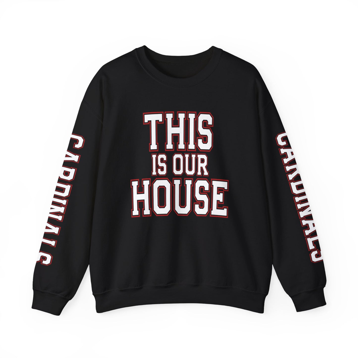 This is Our House Cardinals Sleeves - Unisex Heavy Blend™ Crewneck Sweatshirt