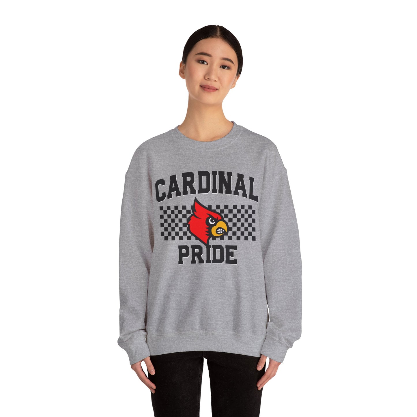 Cardinal Pride Black and White Checkerboard - Unisex Heavy Blend™ Crewneck Sweatshirt