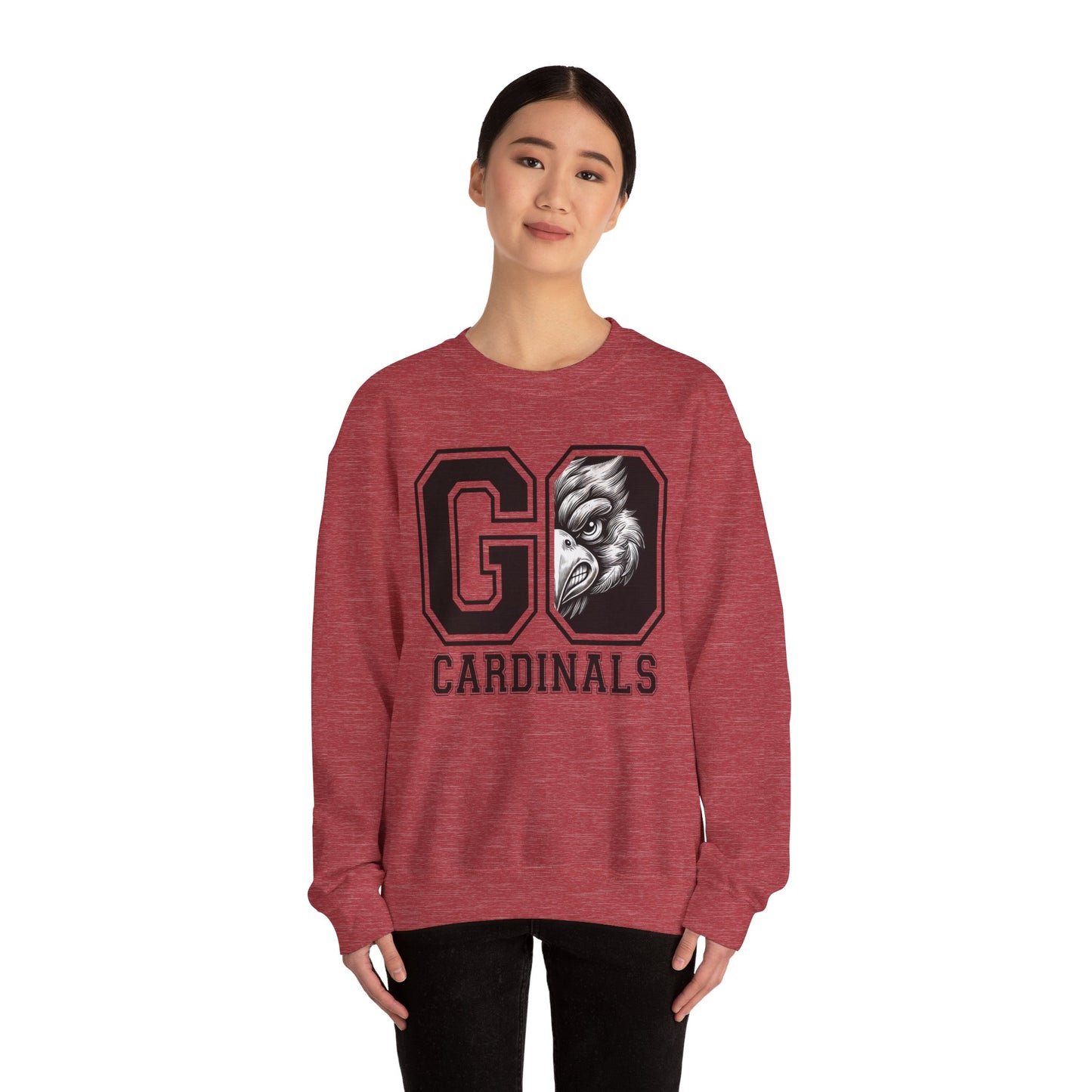 Go Cardinals Black and White - Unisex Heavy Blend™ Crewneck Sweatshirt