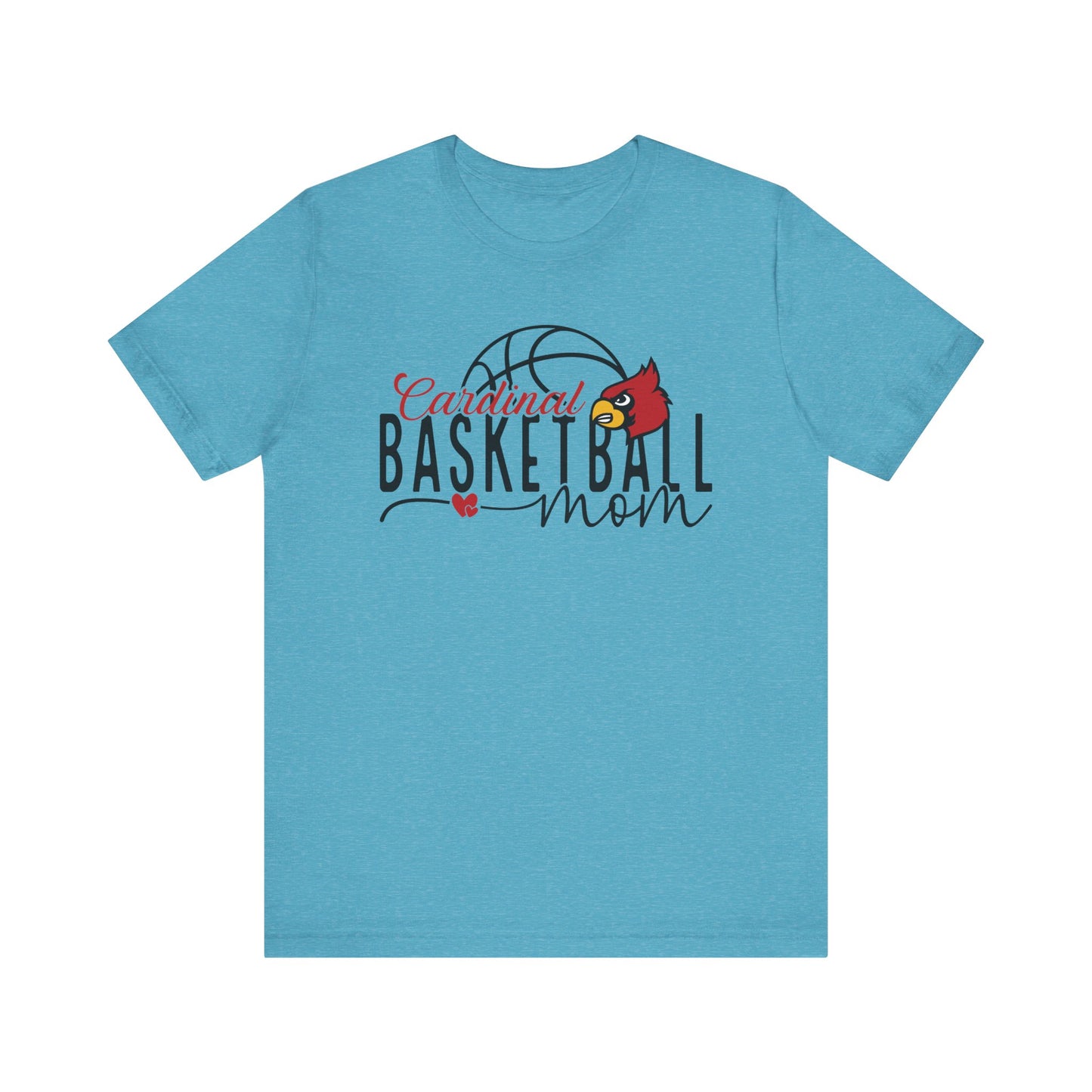 Cardinal Basketball Mom Hearts - Bella + Canvas Short Sleeve Tee