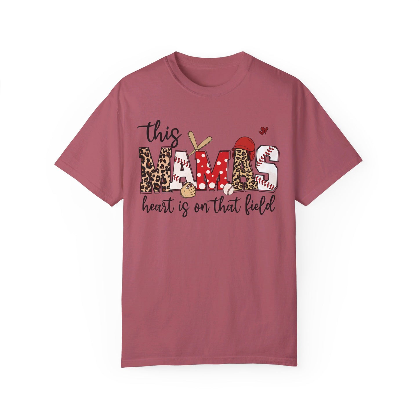 This Mama's Heart in on the Field Baseball - Comfort Colors T-shirt