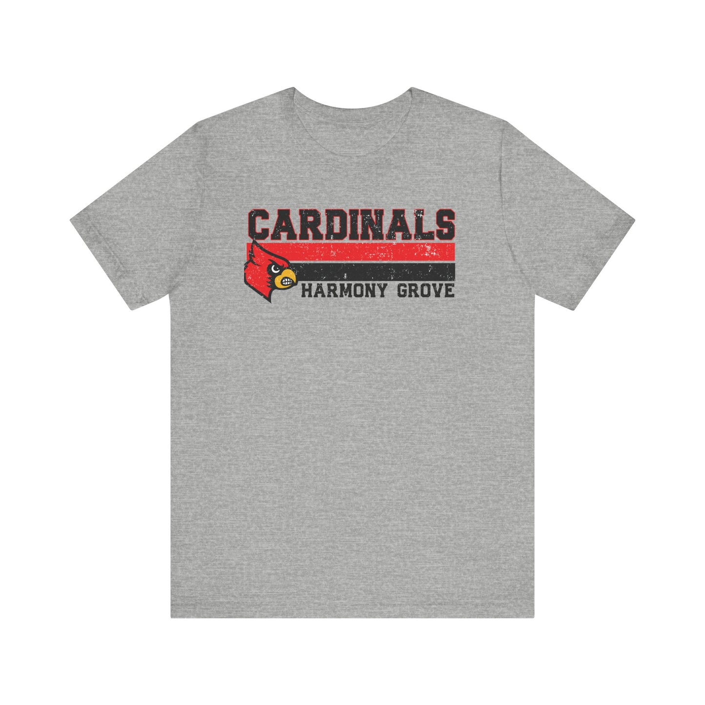 Cardinals Harmony Grove Stripe - Bella + Canvas Short Sleeve Tee